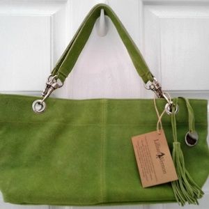 Lillian Vernon Green Suede Bag New With Tags